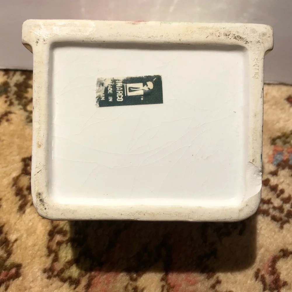 11029 VINTAGE Ceramic Planter Nursery ABC Baby Bear Blocks Inarco Japan